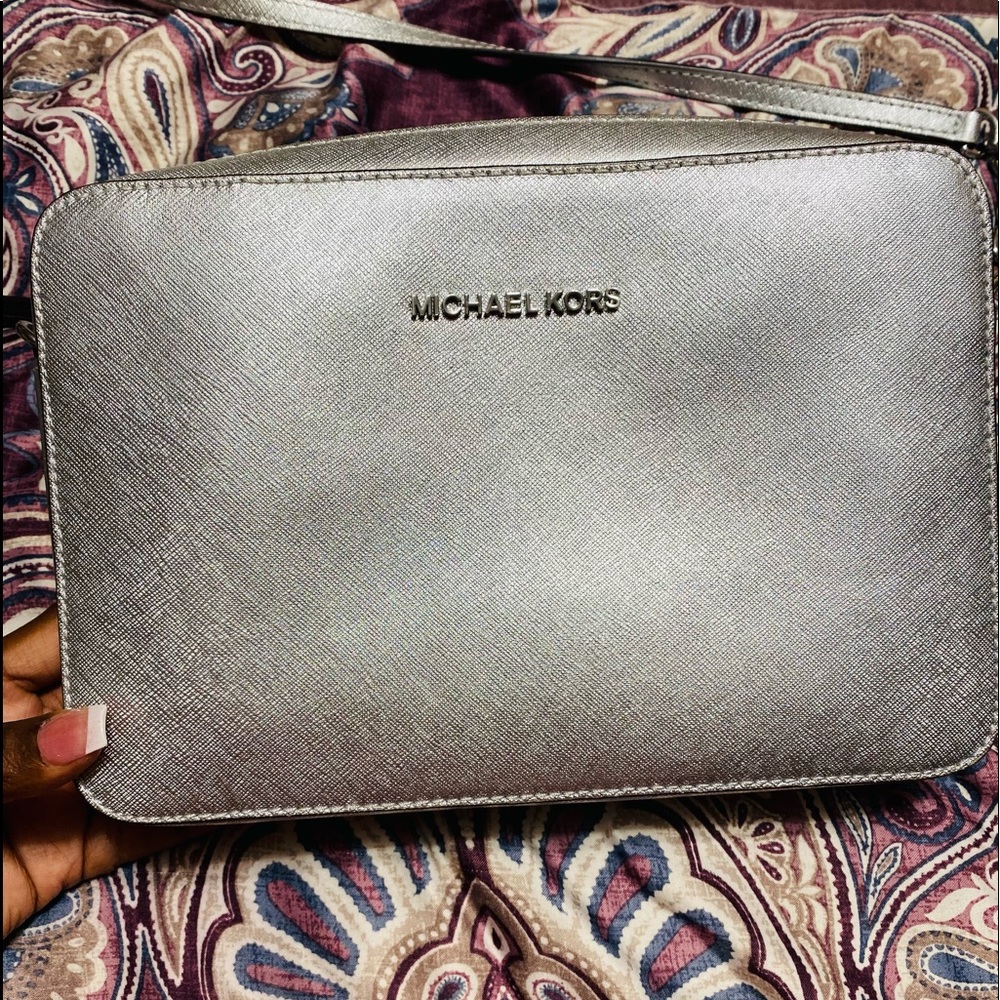 Silver Michael Kors Crossbody Purse